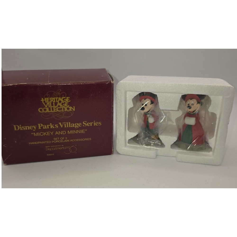 Dept 56 Disney Parks Village Mickey and Minnie Porcelain Set 5353-8 Heritage